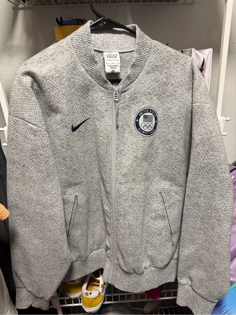 Nike Tech Pack USA Olympic Paralympic Jacket Grey FN0947-084 Men's Size L